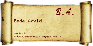 Bade Arvid névjegykártya